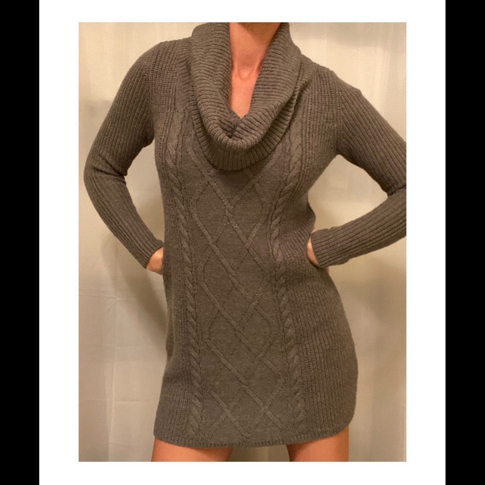 Express gray cowl neck sweater dress